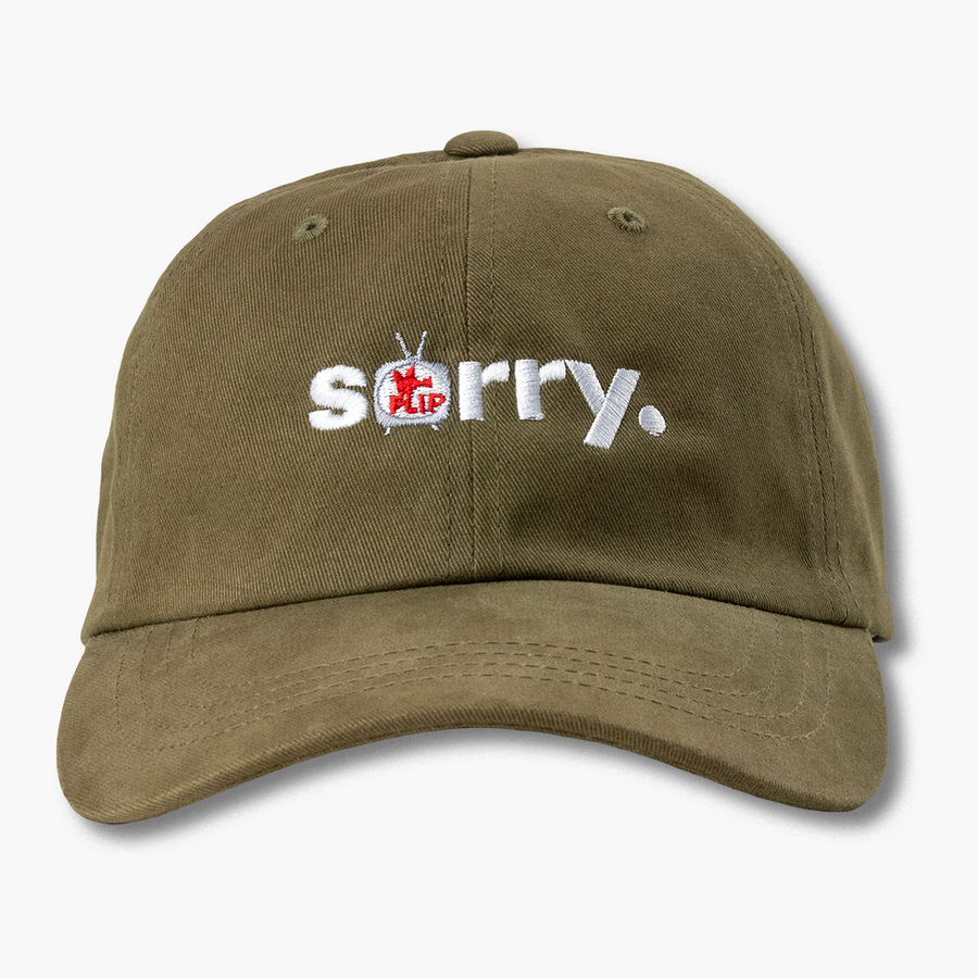 "I Ain't Sorry" Embroidered Washed Cotton Cap - Adjustable Olive Green Dad Hat, Low Profile